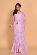 Morchari Cotton Supernet Embroiedery Saree - Purple