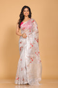 Morchari Kota Silver Zari Tissue Embroidery Saree - Sliver