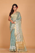 Morchari Kota Zari Stripe Embroidery Saree - Sky Blue
