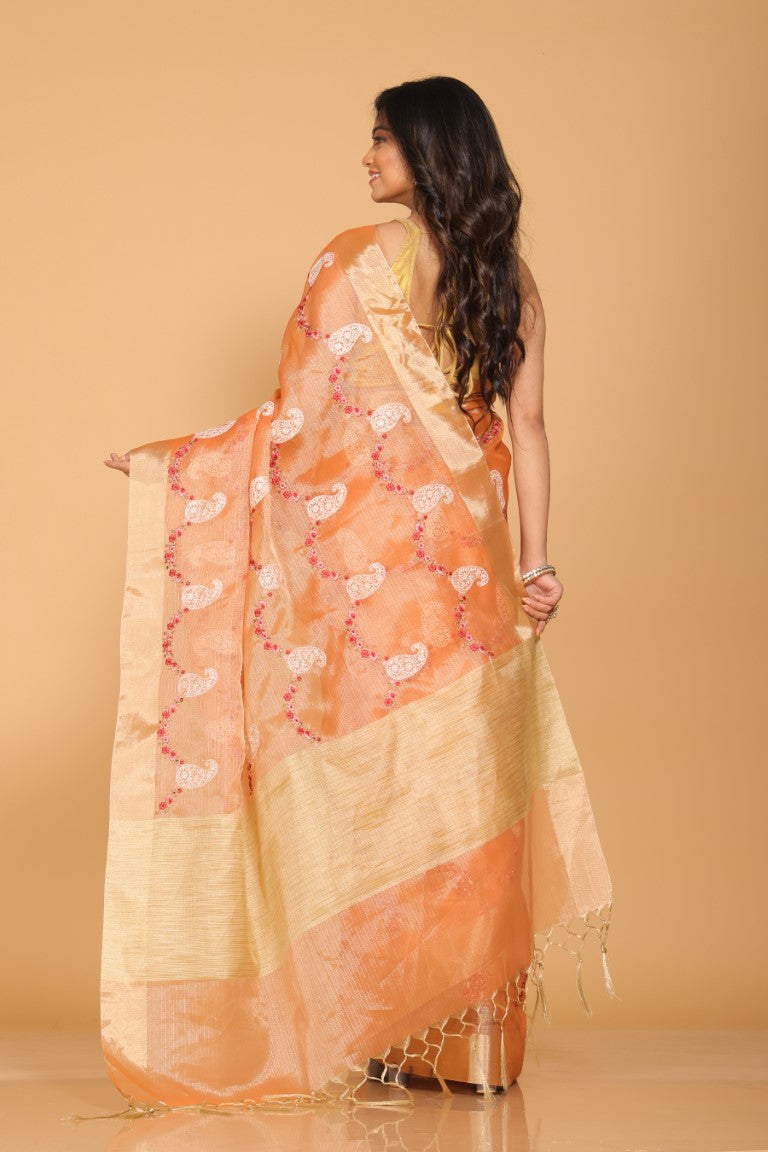 Morchari Kota Zari Embroidery Saree - Peach
