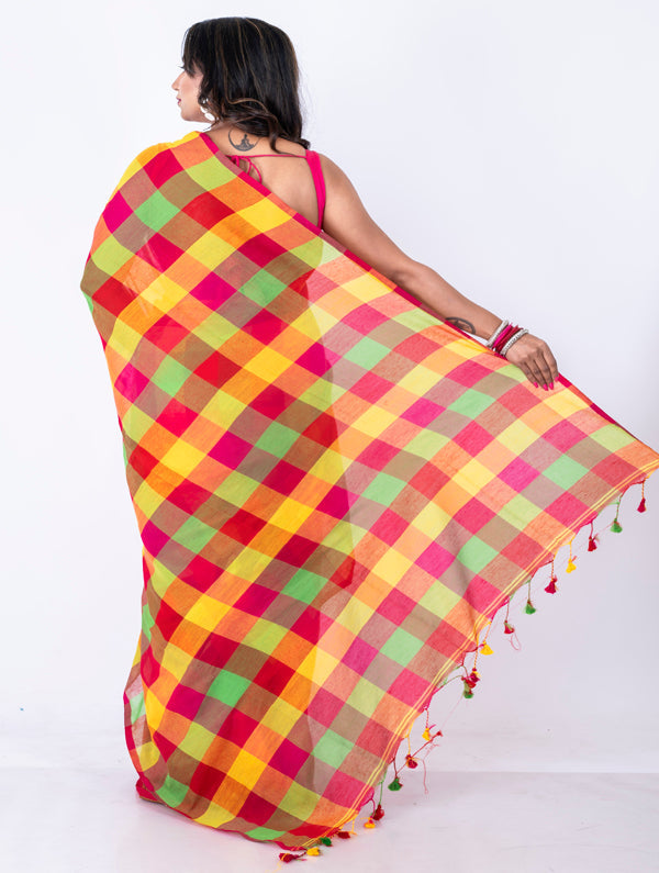 Morchari Bengal Handloom Cotton By Cotton Saree - Beige