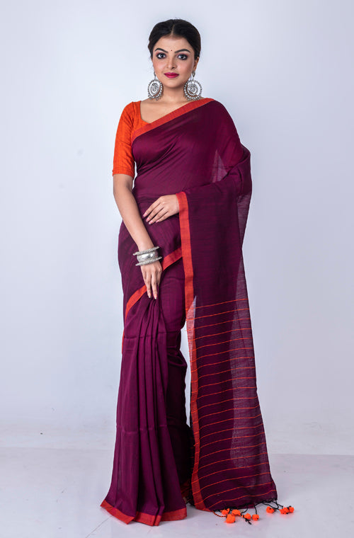 Morchari Bengal Handloom Cotton By Cotton Saree - Multicolor