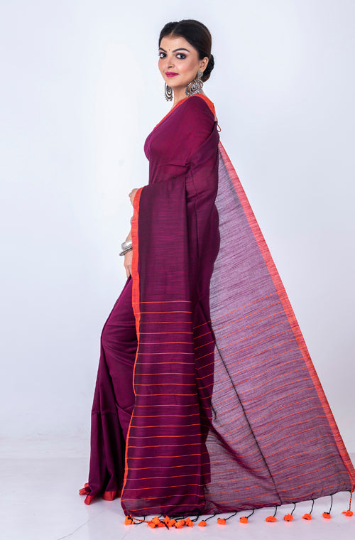 Morchari Bengal Handloom Cotton By Cotton Saree - Multicolor