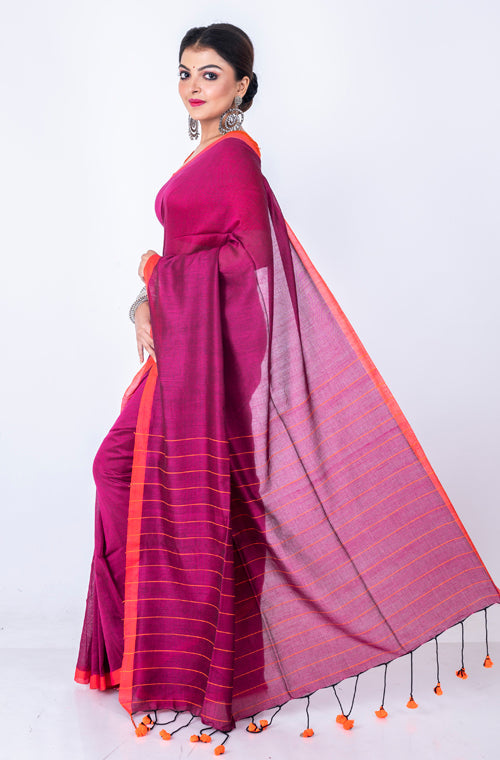 Morchari Bengal Handloom Cotton By Cotton Saree - Multicolor