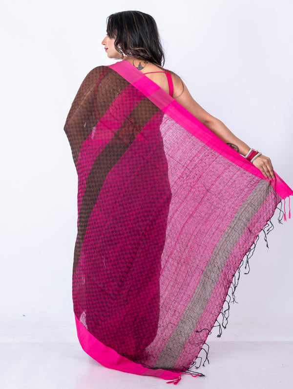 Morchari Bengal Cotton / Cotton Saree - Magenta