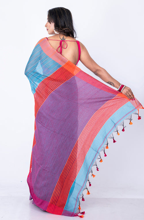 Morchari Bengal Cotton / Cotton Saree - Blue