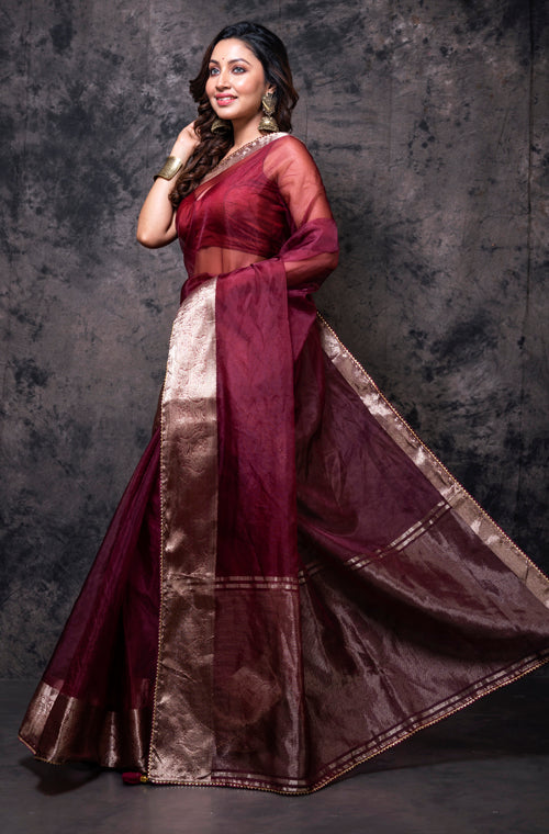 Morchari Organza Saree - Brown