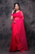 Morchari Organza Saree With Plain Blouse - Red
