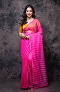 Morchari Organza Saree With Plain Blouse - Pink