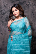 Morchari Organza Saree With Plain Blouse - Light Green