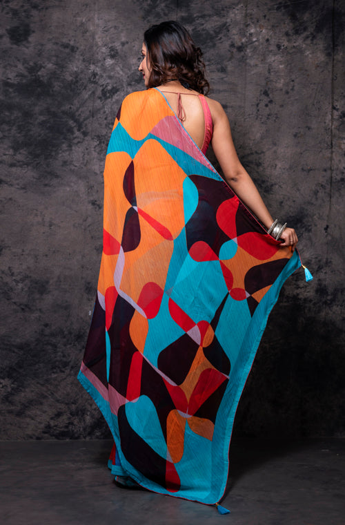 Morchari Georgette Saree With Digital Print - Multicolor