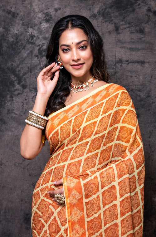 Morchari Georgette Saree With Digital Print - Multicolor