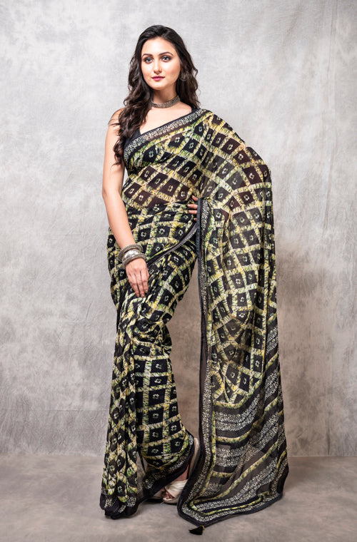 Morchari Georgette Saree With Digital Print - Multicolour