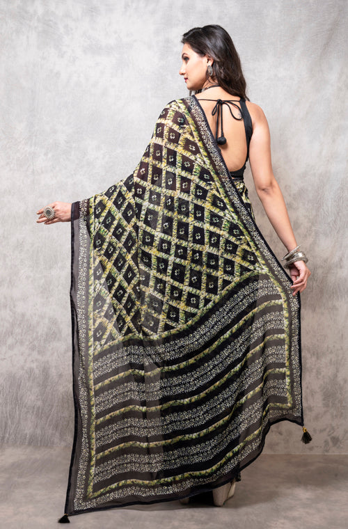 Morchari Georgette Saree With Digital Print - Multicolour