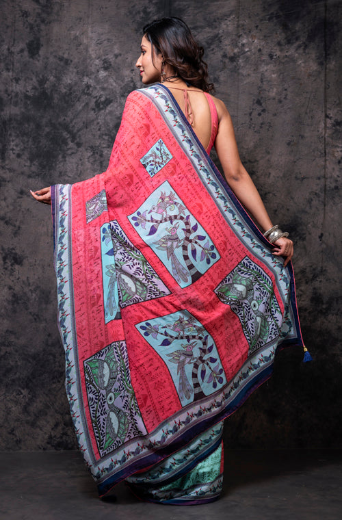 Morchari Georgette Saree With Digital Print - Multicolour