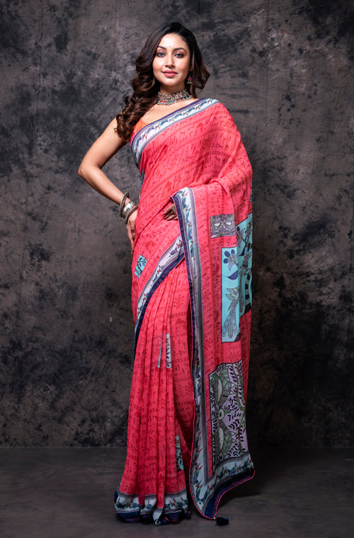 Morchari Georgette Saree With Digital Print - Multicolour
