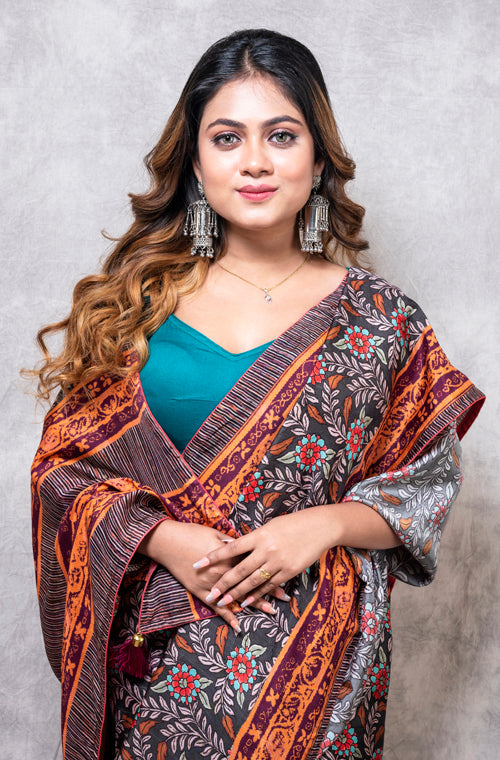 Morchari Pure Opara Saree Digital Print - Multicolour