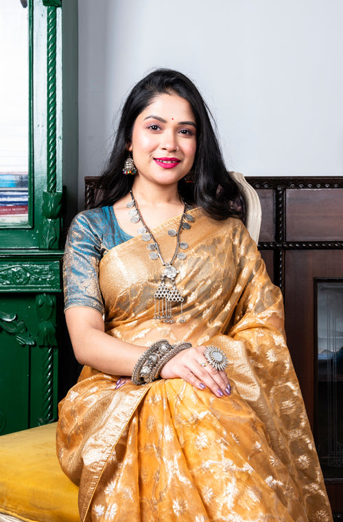 Morchari Organza Heavy Zari Saree - Yellow