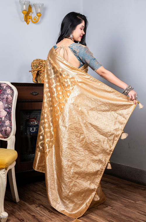 Morchari Organza Heavy Zari Saree - Yellow