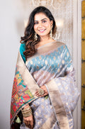 Morchari Organza Heavy Zari Saree - Grey