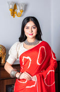 Morchari Chiffon Saree (Tie & Dye) - Red