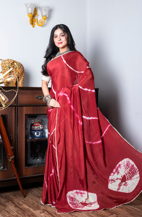 Morchari Chiffon Saree (Tie & Dye) - Maroon