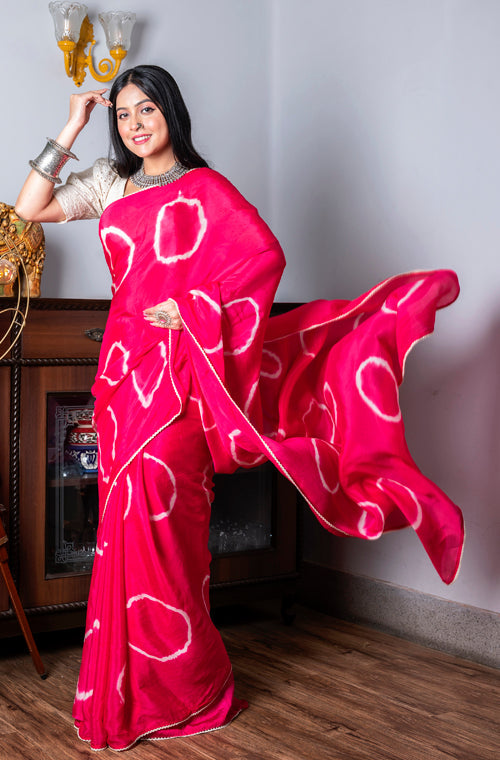 Morchari Chiffon Saree (Tie & Dye) - Rani