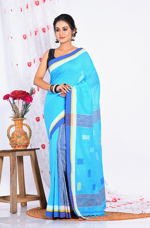 Morchari Cotton Handloom Saree - Blue