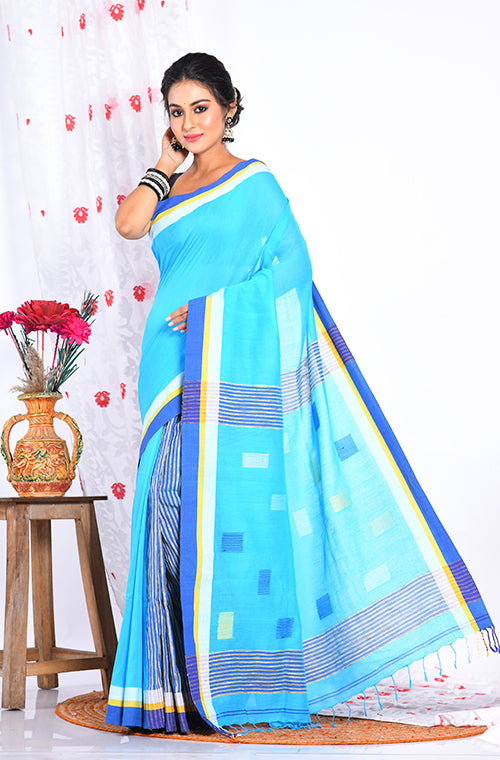 Morchari Cotton Handloom Saree - Blue