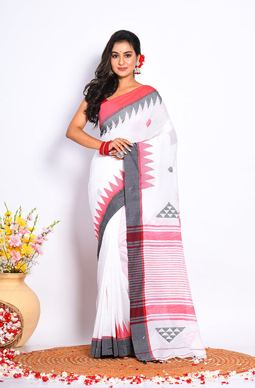Morchari Cotton Handloom Saree - White
