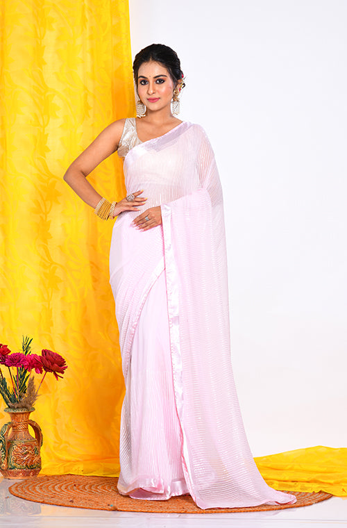 Morchari Heavy Embroidery Saree - Pink