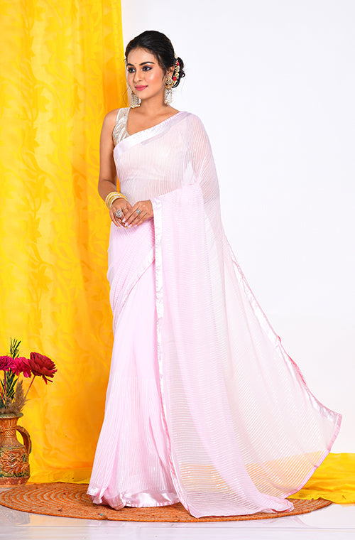 Morchari Heavy Embroidery Saree - Pink