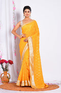 Morchari Heavy Embroidery Saree - Yellow