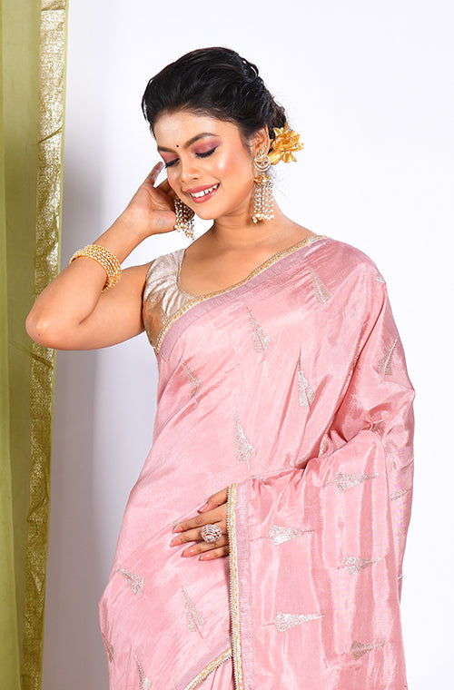 Morchari Heavy Embroidery Saree - Peach
