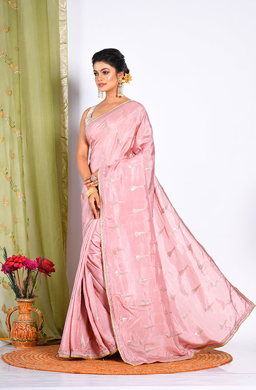 Morchari Heavy Embroidery Saree - Peach