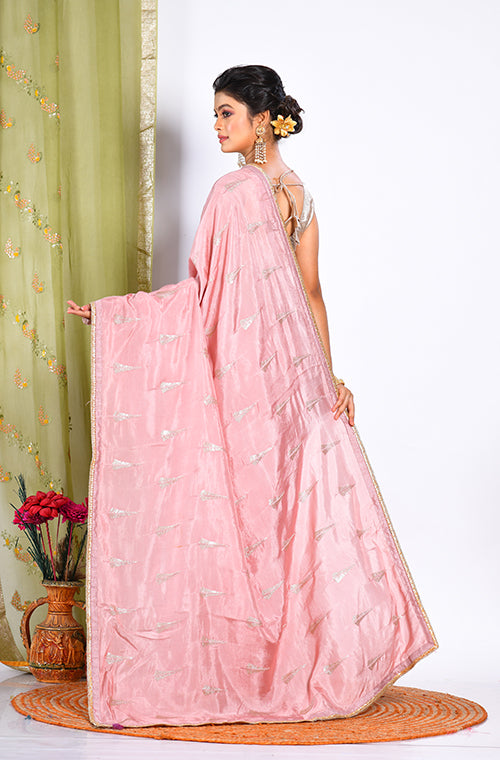 Morchari Heavy Embroidery Saree - Peach
