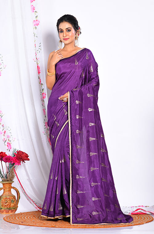 Morchari Heavy Embroidery Saree - Purple