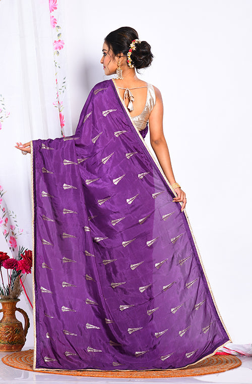 Morchari Heavy Embroidery Saree - Purple