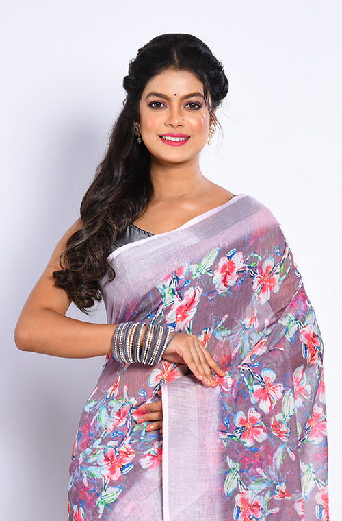 Morchari Semi Digital Print Saree - Multicolour