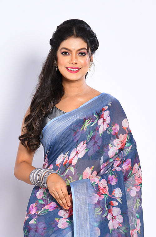 Morchari Semi Digital Print Saree - Multicolour