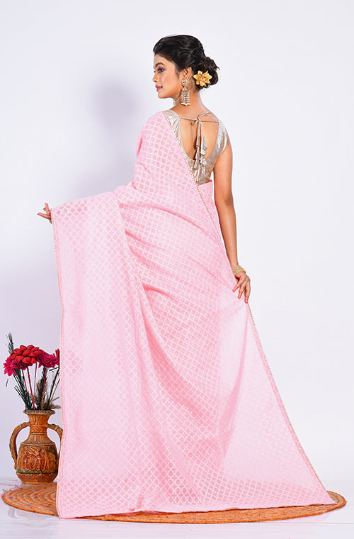 Morchari Baranasi Heavy Zari Saree - Peach