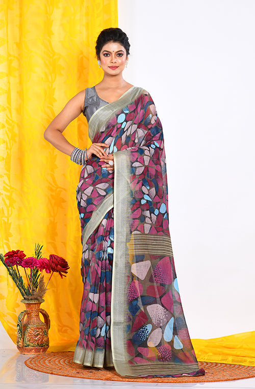 Morchari Semi Digital Print Saree - Multicolour