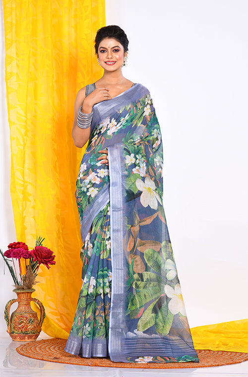 Morchari Semi Digital Print Saree - Multicolour