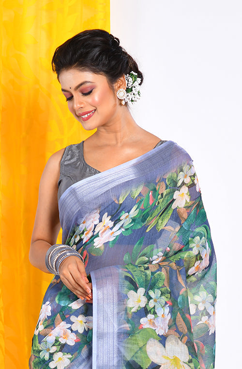 Morchari Semi Digital Print Saree - Multicolour