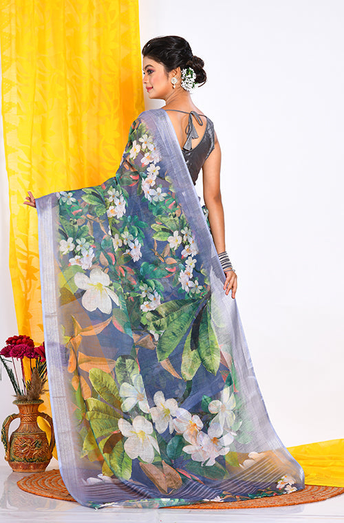 Morchari Semi Digital Print Saree - Multicolour