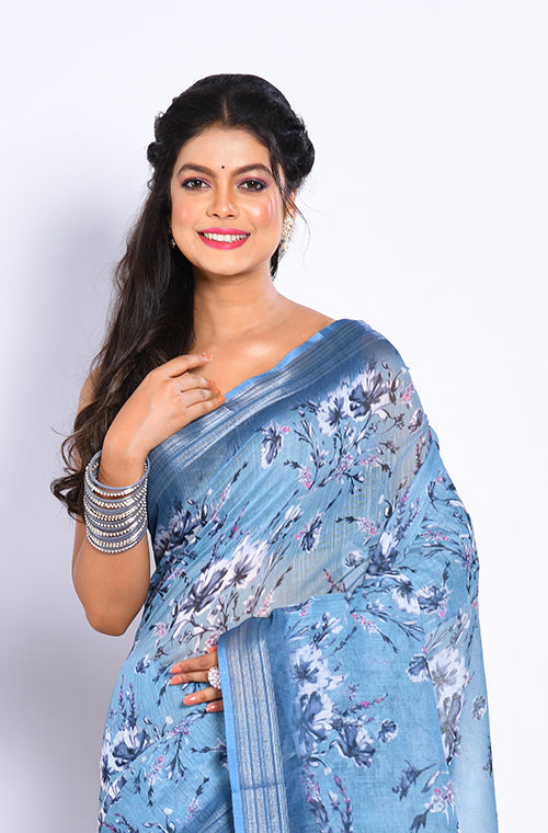 Morchari Semi Digital Print Saree - Multicolour