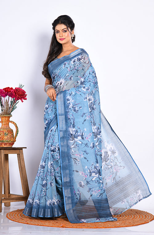 Morchari Semi Digital Print Saree - Multicolour