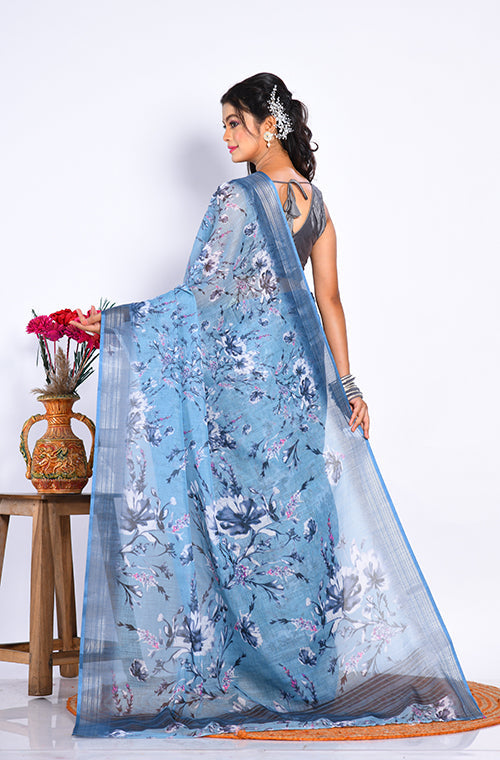 Morchari Semi Digital Print Saree - Multicolour