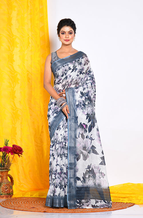 Morchari Semi Digital Print Saree - Multicolour