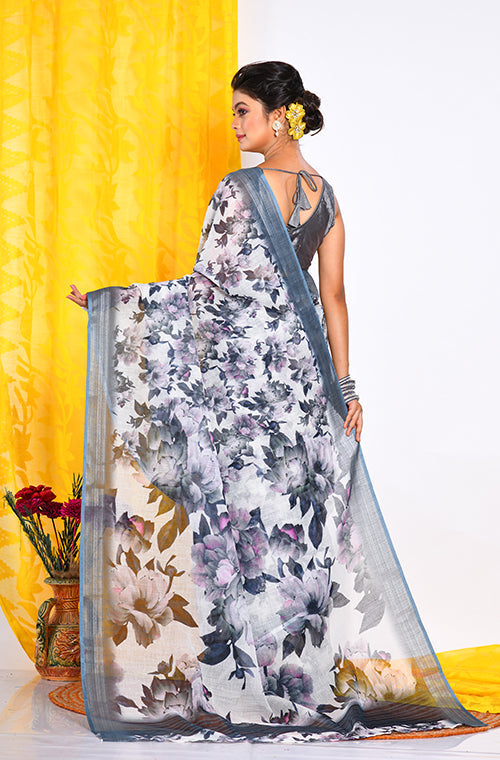 Morchari Semi Digital Print Saree - Multicolour